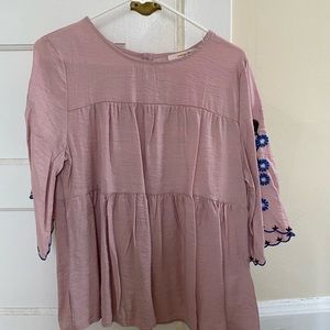 Blush pink embroidered blouse